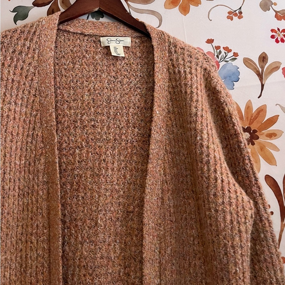 Jessica Simpson S Orange Tan Marled Open Long Spring Casual Workwear Cardigan